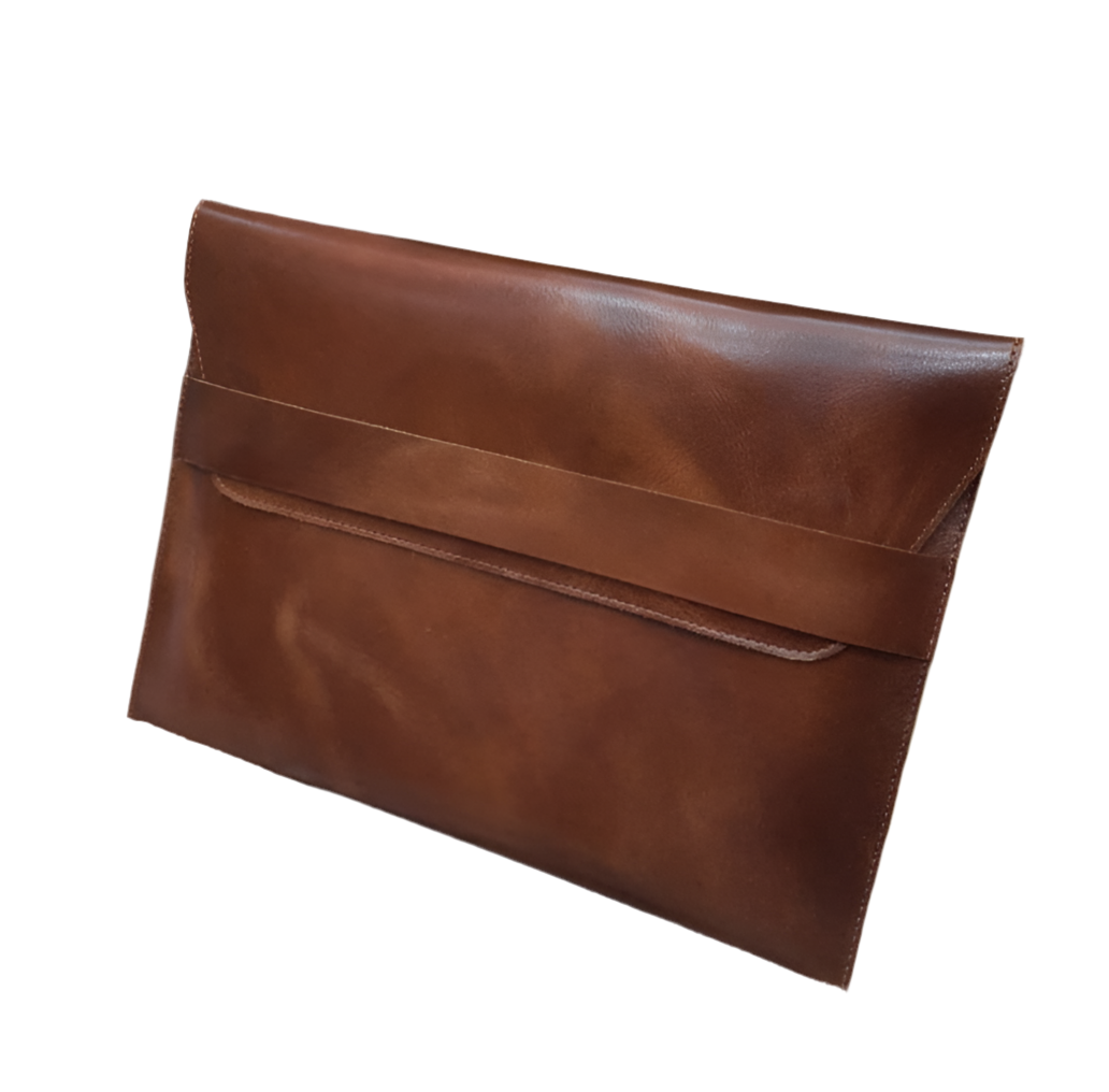 Premium Brown Leather Laptop Sleeve – Slim & Stylish Office Companion