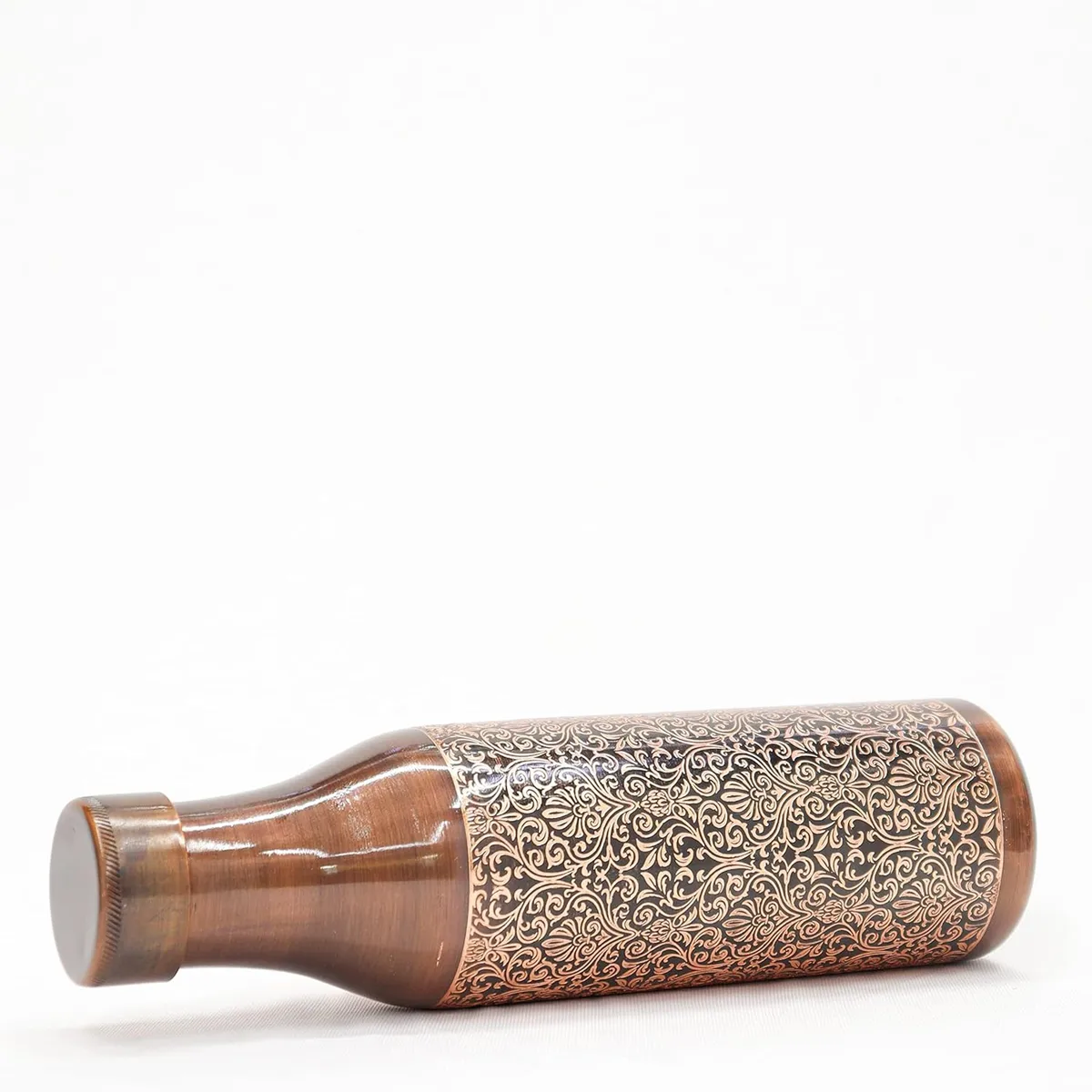 Premium Engraved Copper Water Bottle – Floral Design (1 Litre)