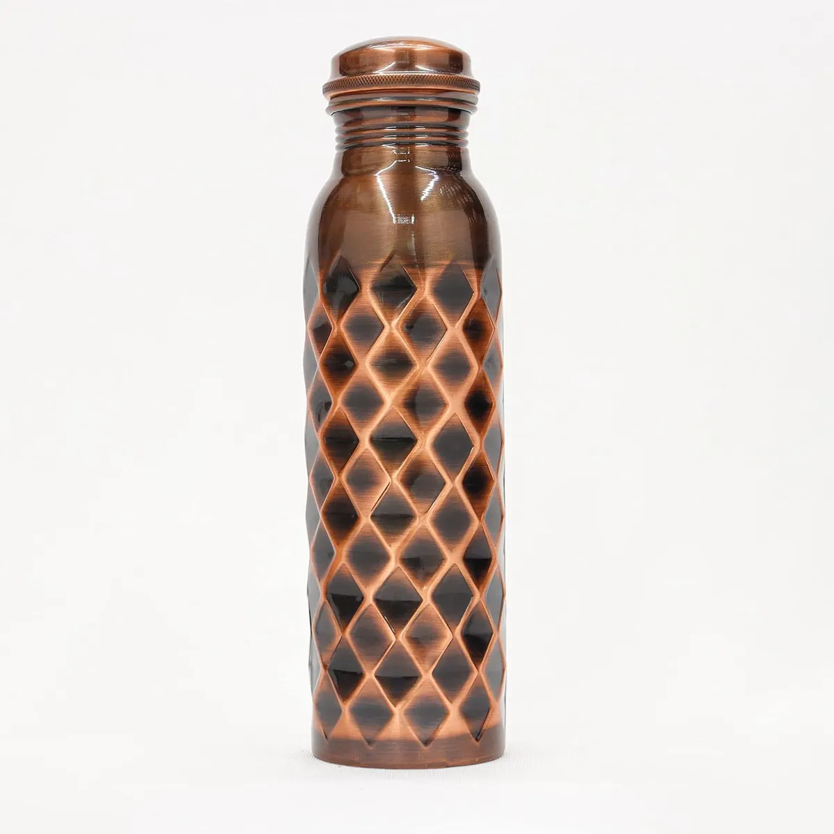 Premium Copper Water Bottle – Diamond Hammered Design (1 Litre)