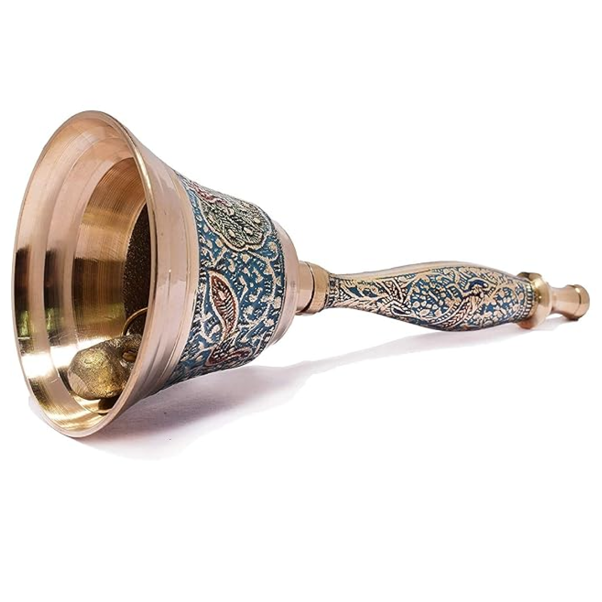 Handcrafted Brass Bell & Diya Set – Traditional Peacock Design
