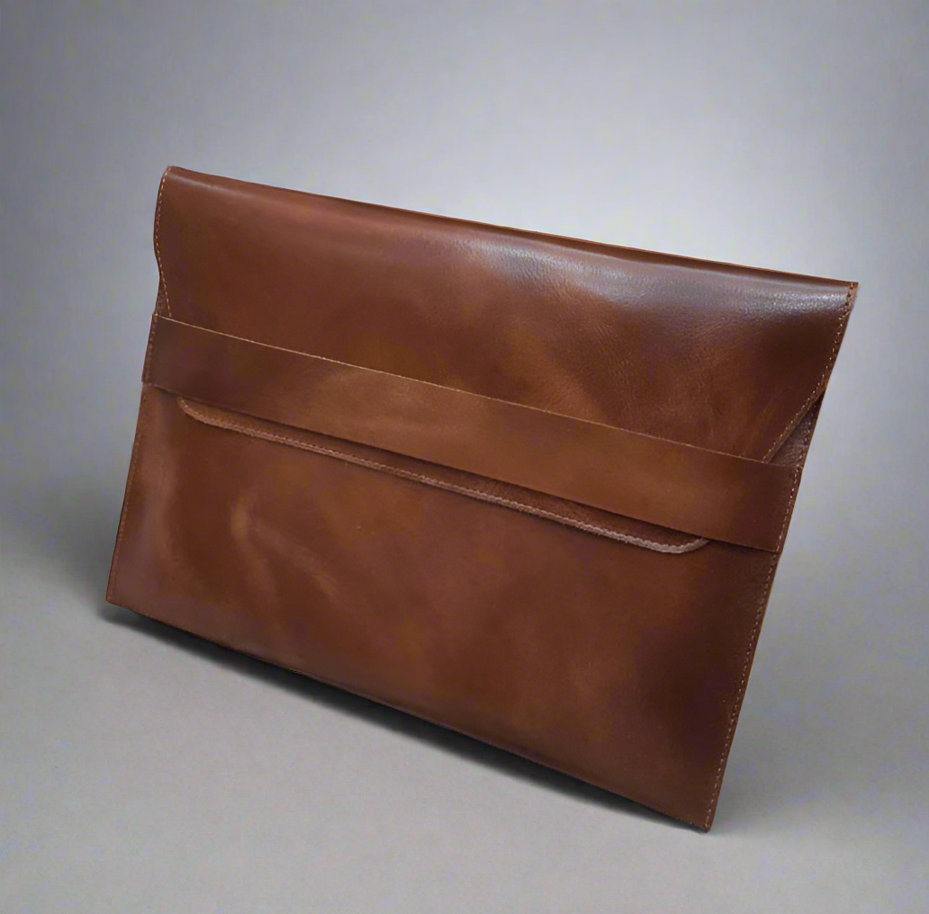 Premium Brown Leather Laptop Sleeve – Slim & Stylish Office Companion