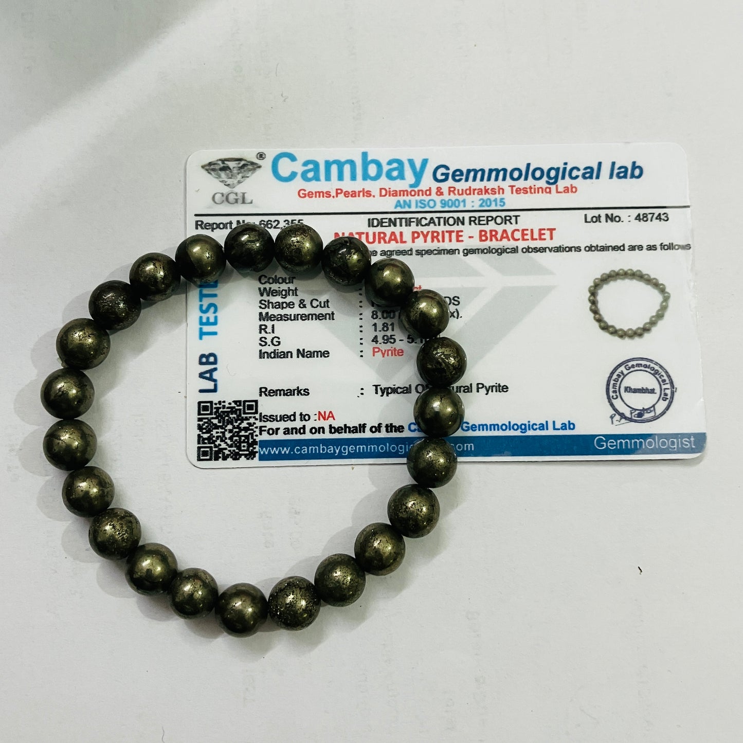 Premium Natural Pyrite Stone Bracelet for Wealth & Energy