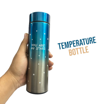 LED Temperature Display Vacuum Insulated Water Bottle Star Print