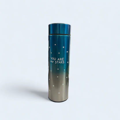 LED Temperature Display Vacuum Insulated Water Bottle Star Print