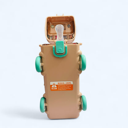 Bus Water Bottle for Kids with Straw and Strap