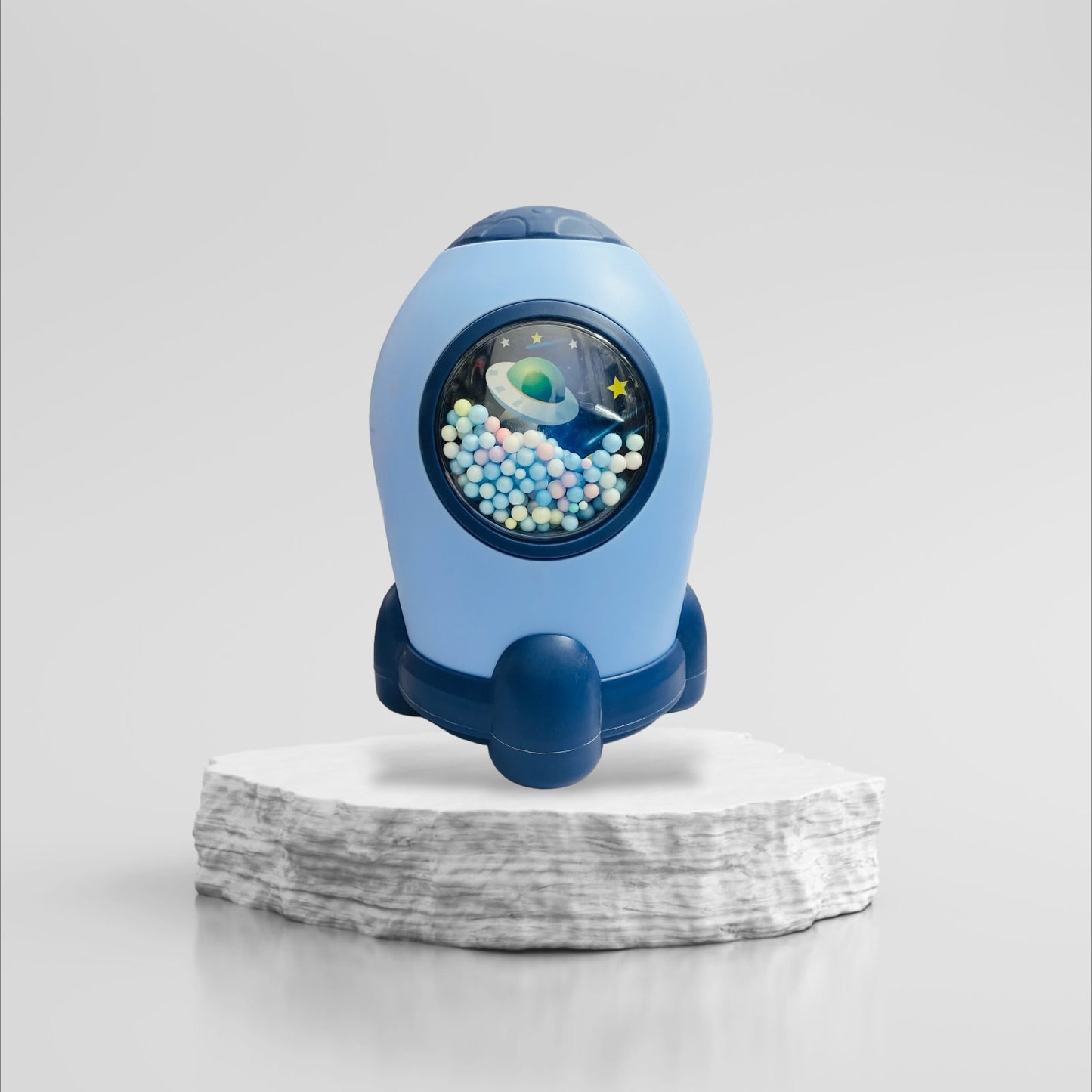 Secure Password-Protected Blue Space Shape Money Bank - Unique Coin Savings Box with Key Lock