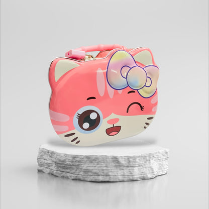 Money Bank - Fancy Cat Design Metal Piggy Bank with Lock and Key