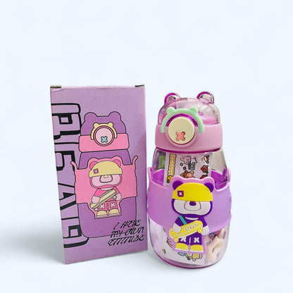 Bear Sipper Water Bottle Purple -500ml