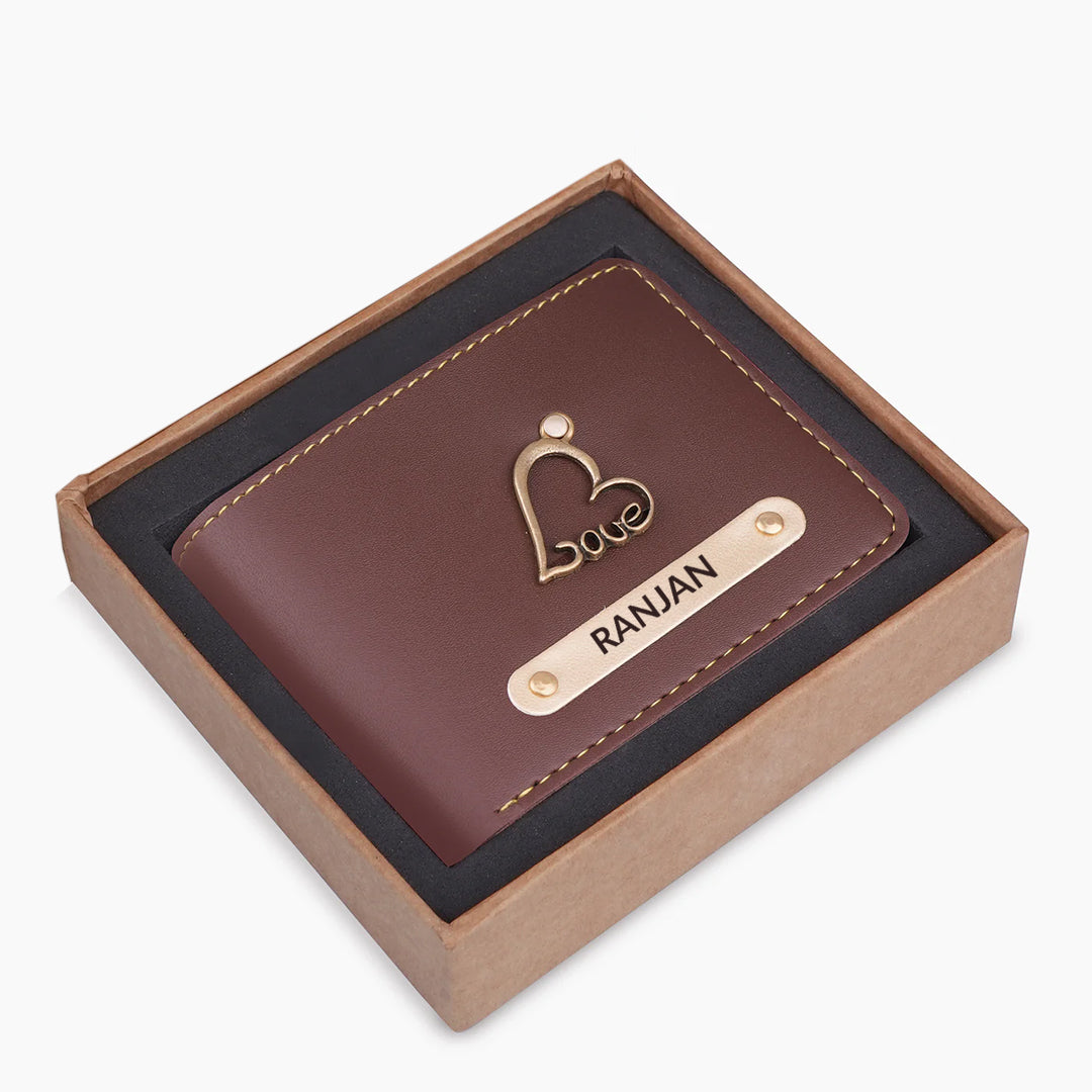 Personalized Men's Wallet With Name & Charm