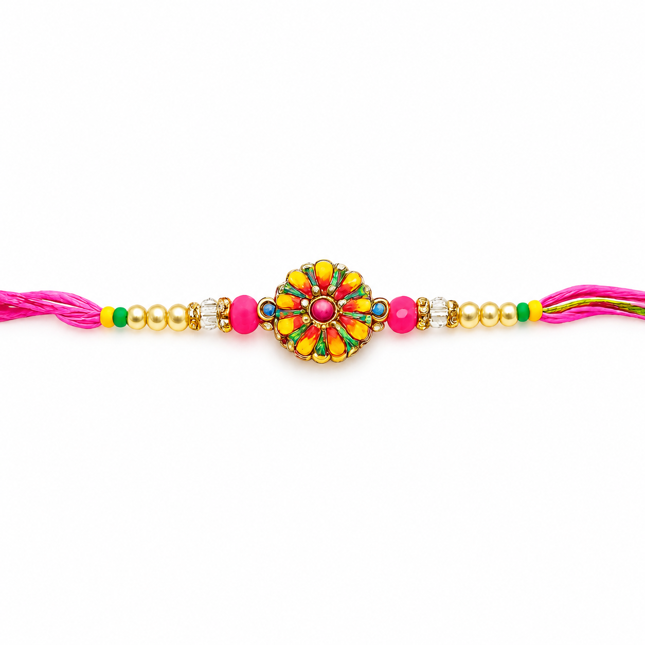Floral Designer Rakhi with Pearl & Crystal Beads