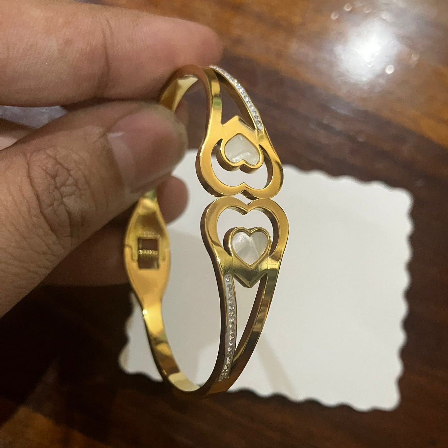 White Heart Gold Plated Bracelet