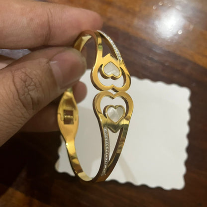 White Heart Gold Plated Bracelet