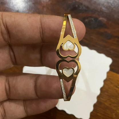 White Heart Gold Plated Bracelet