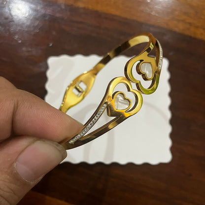 White Heart Gold Plated Bracelet